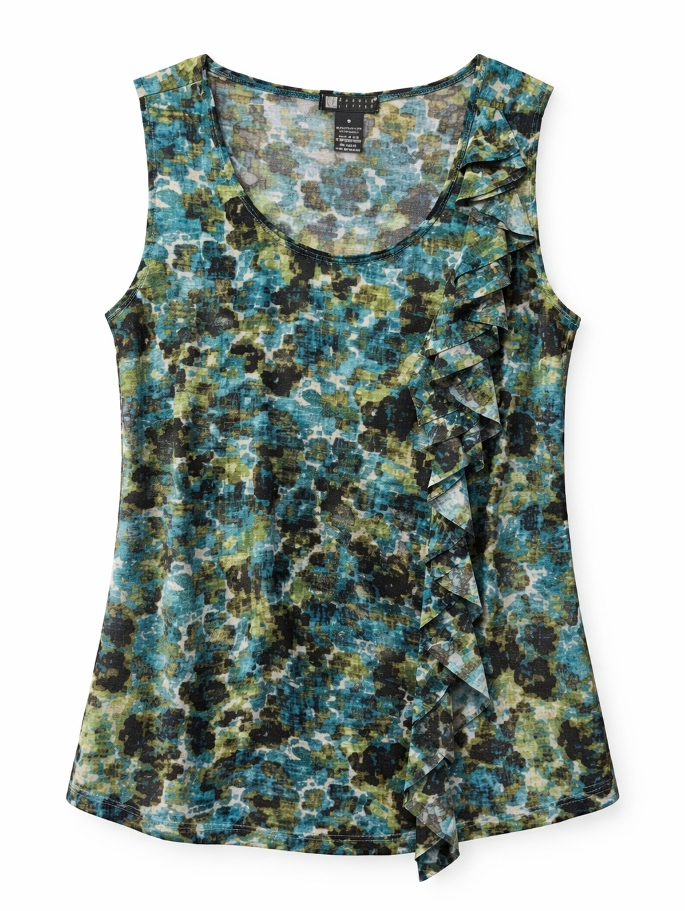 CAROL LITTLE Olive & Black Ruffle Tank